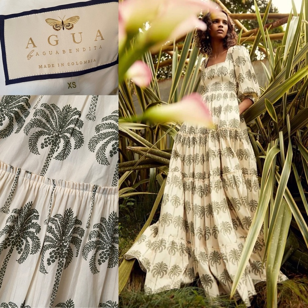 ✨ RARE! Agua Bendita Square Neck Palm Tree Gown